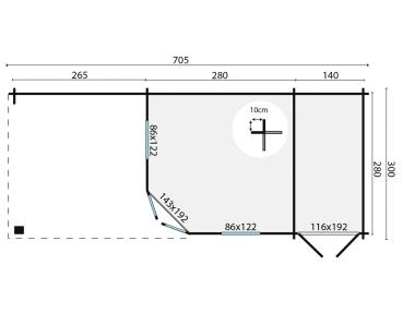 Gartenhaus Olson 705x300 cm